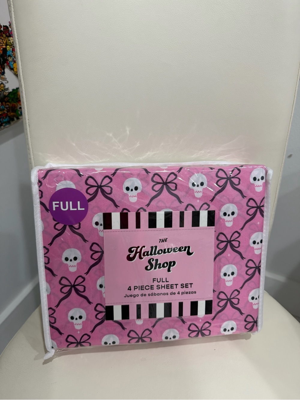 The Halloween Shop Pink/White/Black "Pumpkins & Ribbon Bows" FULL Sheet Set